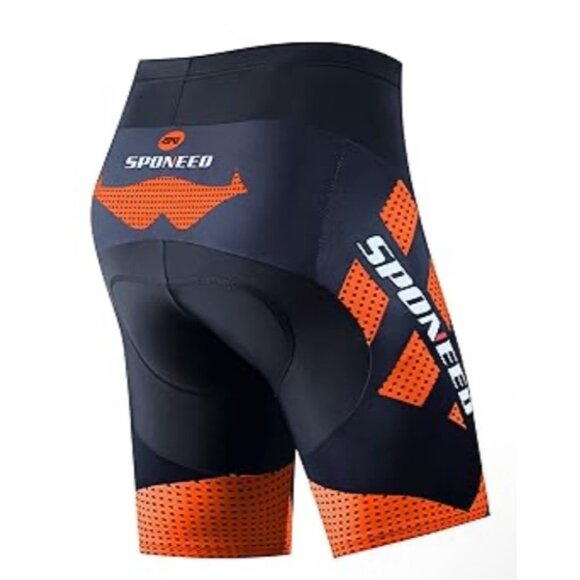 Sponeed Cycling Team Size XL Bike Padded Shorts NWT Black Orange - Picture 2 of 9